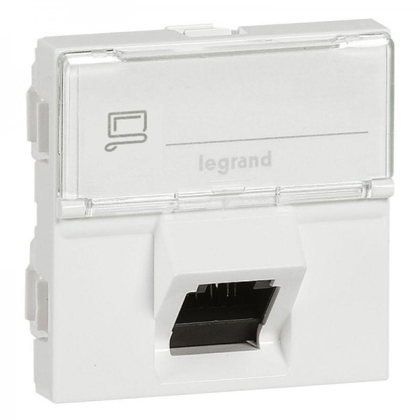  Механизм розетки компьютерной СП Mosaic 2мод. RJ45 STP CAT.6A 45град. бел. Leg 076508 