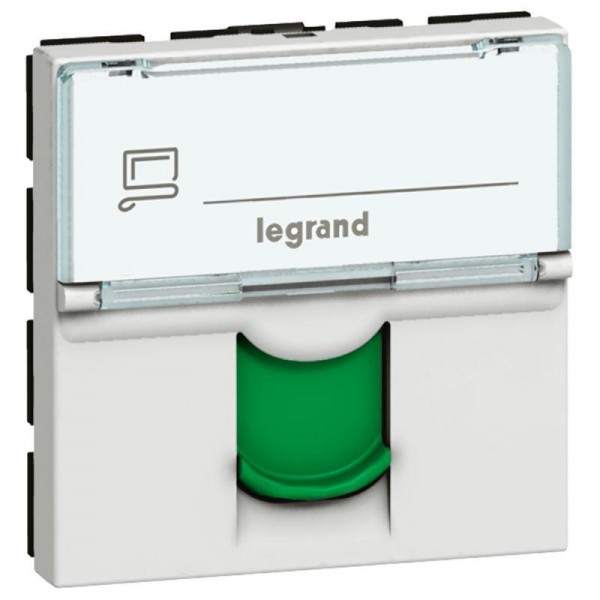  Механизм розетки комп. СП Mosaic 2мод. RJ45 FTP CAT.6 зел. шторки Leg 076522 