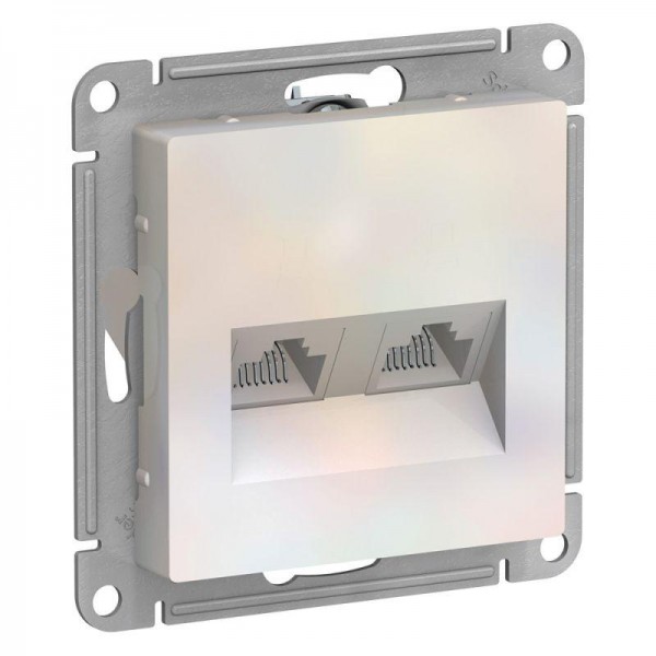  Механизм розетки компьютерной 2-м AtlasDesign RJ45 + RJ45 кат.5e жемчуг SchE ATN000485 