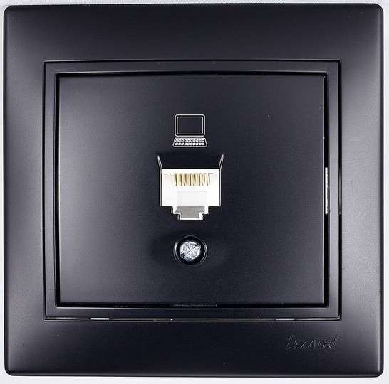  Розетка компьютерная 1-м СП Мира RJ45 черн. бархат LEZARD 701-4242-139 