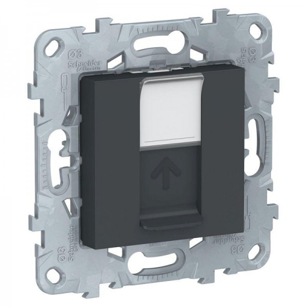  Механизм розетки компьютерная UNICA NEW RJ45 одиноч. кат.5е UTP антрацит SchE NU541154 