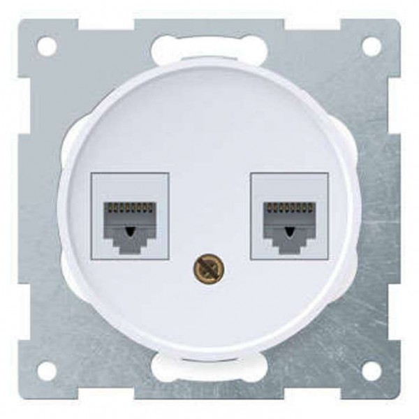  Механизм розетки комп. + телеф.2-м СП Florence RJ11/RJ45 кат.5e бел. 1E20801300 OneKeyElectro 2172771 