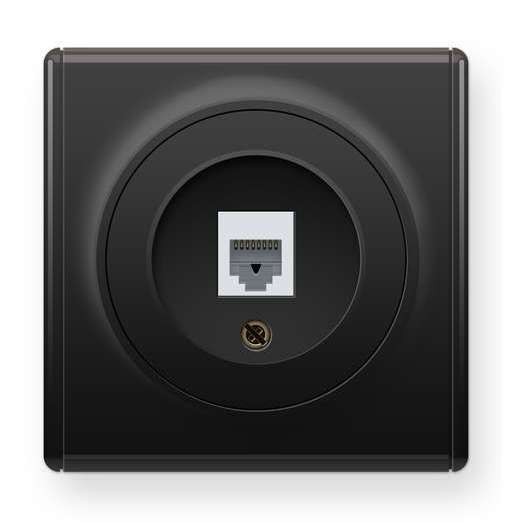  Механизм розетки комп. 1-м СП Florence 1xRJ45 кат.5e черн. 1E20701303 OneKeyElectro 2172816 