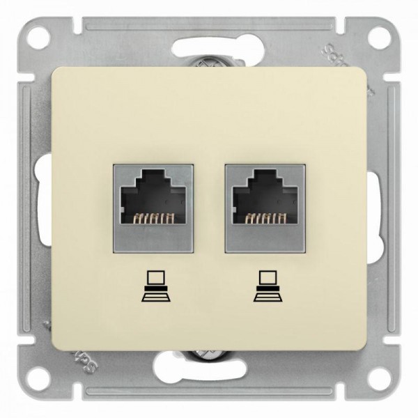  Механизм розетки комп. 2-м Glossa RJ45+RJ45 кат.5е беж. SchE GSL000285KK 