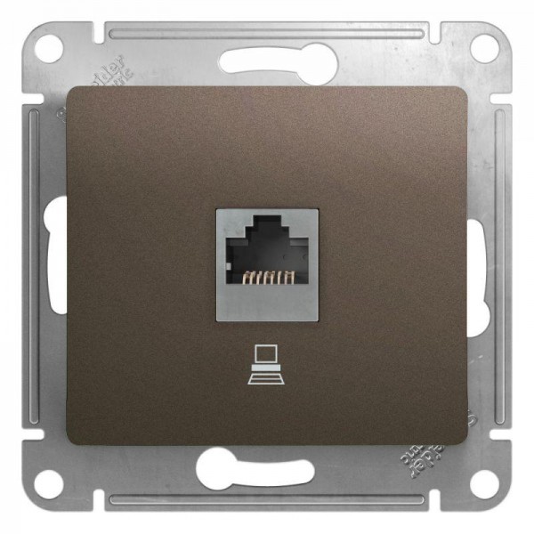  Механизм компьютерной розетки 1-м Glossa RJ45 кат.5е шоколад SchE GSL000881K 