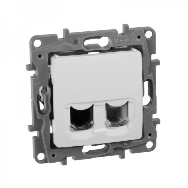  Механизм розетки комп. + телеф. 1-м СП Etika RJ11 + RJ45 CAT.5E UTP бел. Leg 672252 