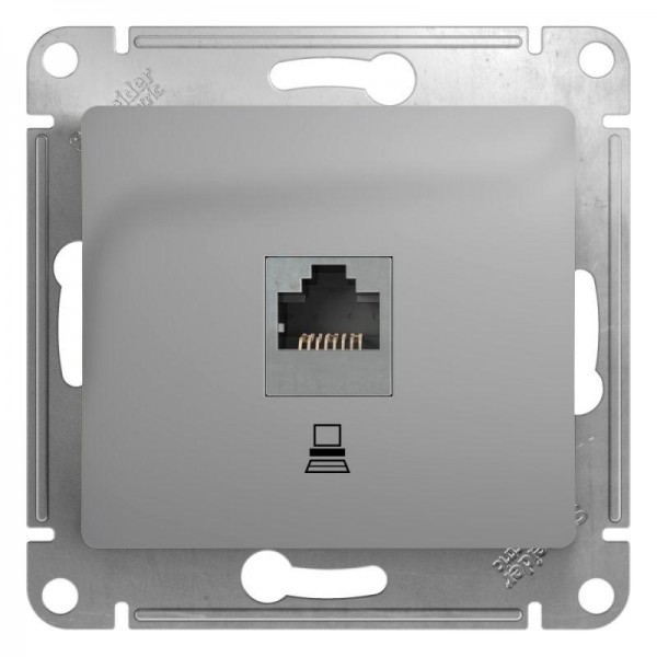  Механизм розетки комп. 1-м СП Glossa RJ45 CAT.5E алюм. SchE GSL000381K 