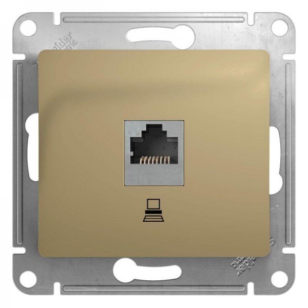  Механизм розетки комп. 1-м СП Glossa RJ45 CAT.5E титан SchE GSL000481K 