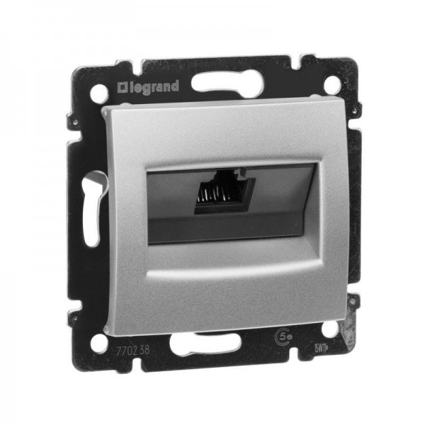  Механизм розетки информ. 1-м СП Valena RJ45 CAT.5E UTP на винтах алюм. Leg 770238 