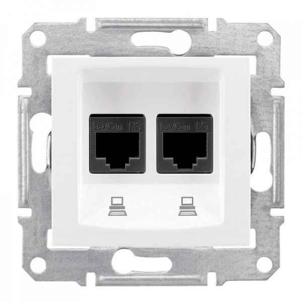  Механизм розетки комп. 1-м СП Sedna RJ45 + RJ45 бел. SchE SDN4400121 