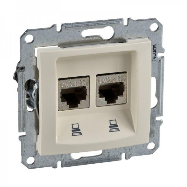  Механизм розетки комп. 1-м СП Sedna RJ45 + RJ45 беж. SchE SDN4400147 