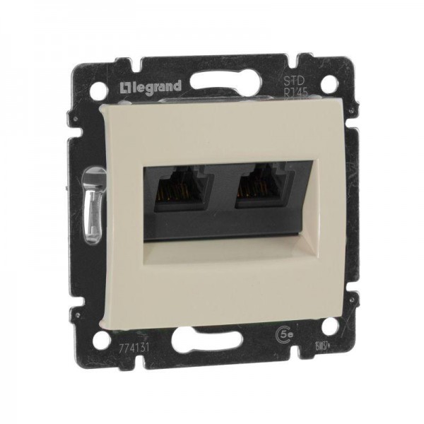  Механизм розетки информ. 2-м СП Valena RJ45 + RJ45 CAT.5E UTP с захватами сл. кость Leg 774131 