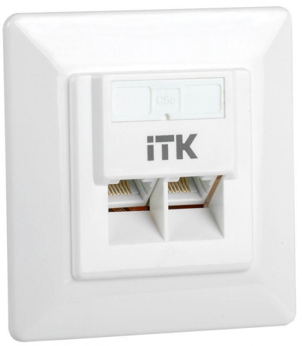  Розетка информационная RJ45 кат.5е UTP 2 порта внутр. ITK CS2-1C5EU-2-1 