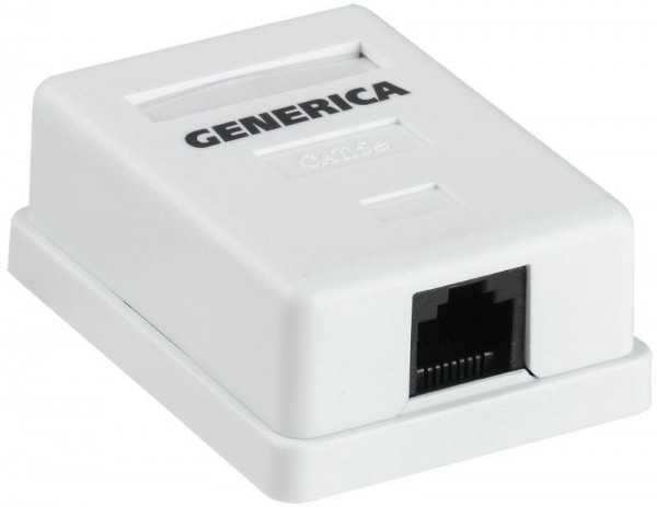  Розетка информационная RJ45 кат.5е UTP 1 порт настенная GENERICA ИЭК CS2-1C5EU-12-G 