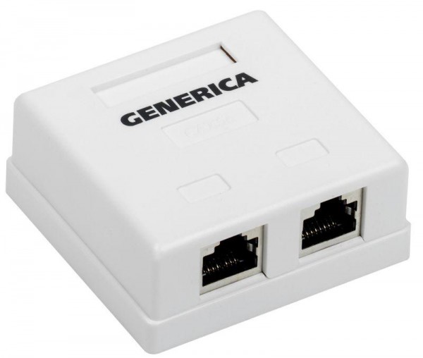  Розетка информационная RJ45 кат.5е FTP 2 порта настенная GENERICA ИЭК CS2-1C5EF-22-G 