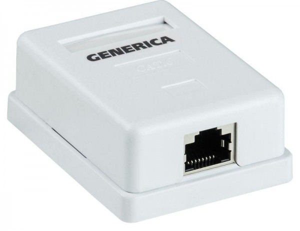  Розетка информационная RJ45 кат.5е FTP 1 порт настенная GENERICA ИЭК CS2-1C5EF-12-G 