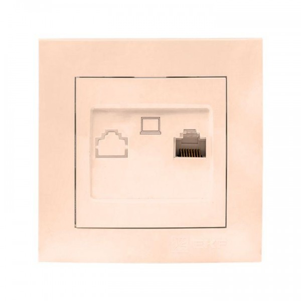  Розетка компьютерная 1-м RJ-45 крем. PROxima EKF EWK01-035-20 