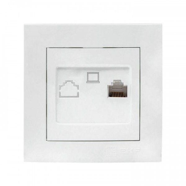 Розетка компьютерная 1-м RJ-45 бел. PROxima EKF EWK01-035-10 