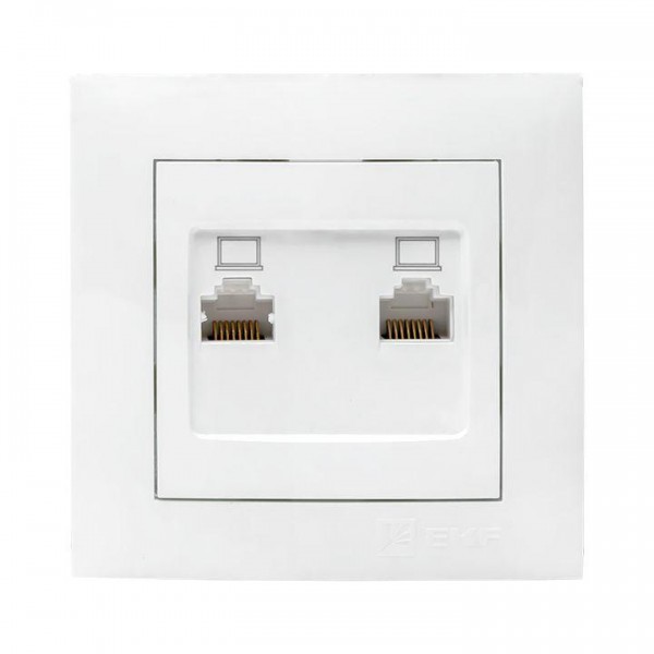  Розетка компьютерная 2-м RJ-45 бел. PROxima EKF EWK02-035-10 