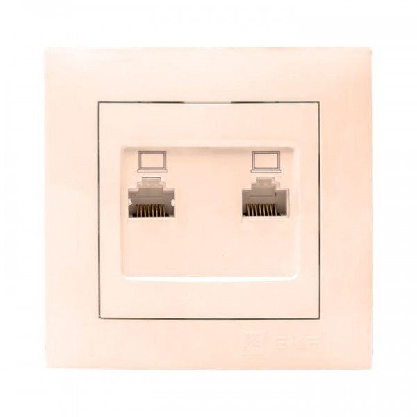  Розетка компьютерная 2-м RJ-45 крем. PROxima EKF EWK02-035-20 