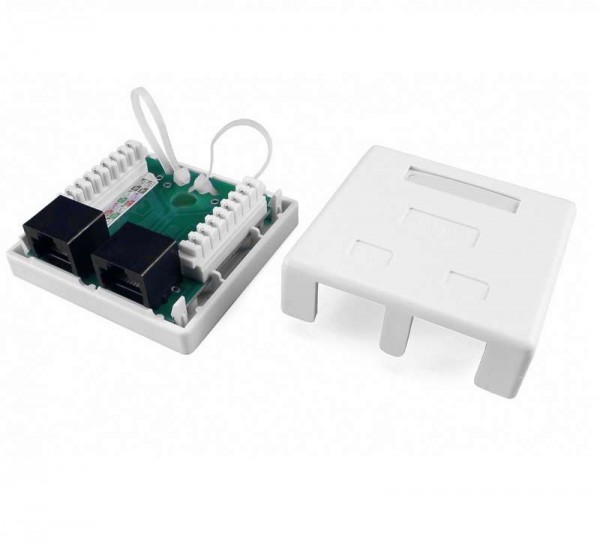  Розетка компьютерная SB1-2-8P8C-C5e-WH RJ-45(8P8C) внешн. CAT.5E двойная Dual IDC Hyperline 430234 