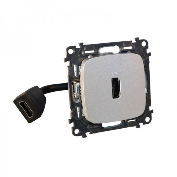  Розетка HDMI Valena ALLURE с предварительно подкл. разъемом с лиц. панелью алюм. Leg 755167 