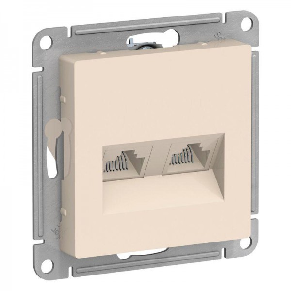  Механизм розетки компьютерной 2-м AtlasDesign RJ45 + RJ45 кат.5e беж. SchE ATN000285 