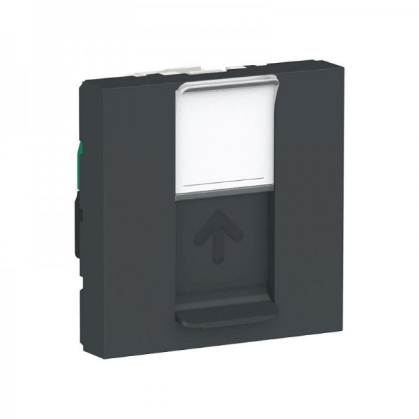  Розетка 2-мод. UNICA MODULAR одиночная + комп. RJ45 кат.5e UTP антрацит SchE NU341154 