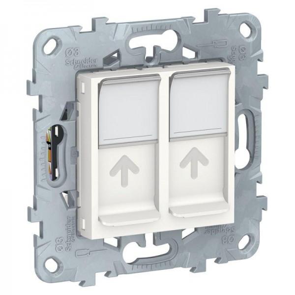  Механизм розетки компьютерная UNICA NEW RJ45 двойная кат.6 UTP бел. SchE NU542418 
