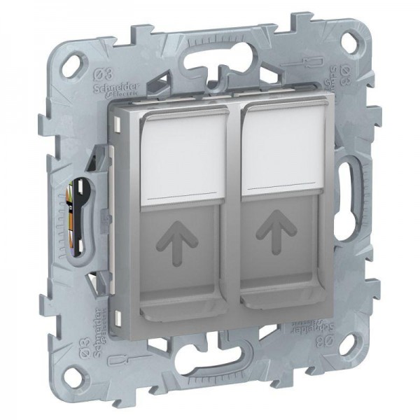  Механизм розетки компьютерная UNICA NEW RJ45 двойная кат.6 UTP алюм. SchE NU542430 
