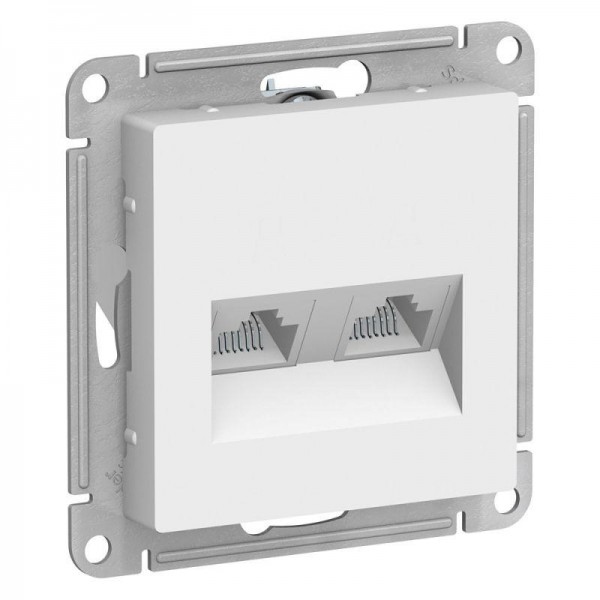  Механизм розетки компьютерной 2-м AtlasDesign RJ45 + RJ45 кат.5e бел. SchE ATN000185 