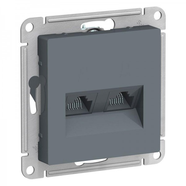  Механизм розетки компьютерной 2-м AtlasDesign RJ45 + RJ45 кат.5e грифель SchE ATN000785 