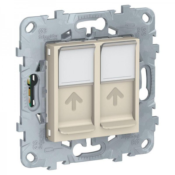  Механизм розетки компьютерная UNICA NEW RJ45 двойная кат.5е UTP беж. SchE NU542044 