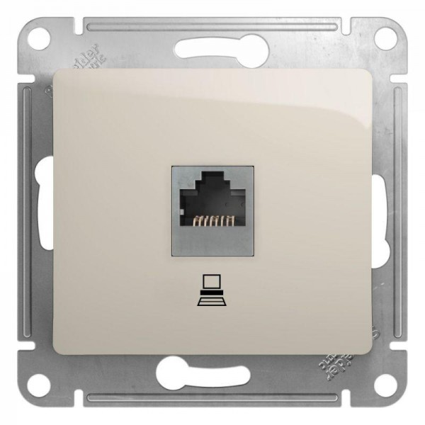  Механизм розетки комп. 1-м Glossa RJ45 кат.5е молочн. SchE GSL000981K 