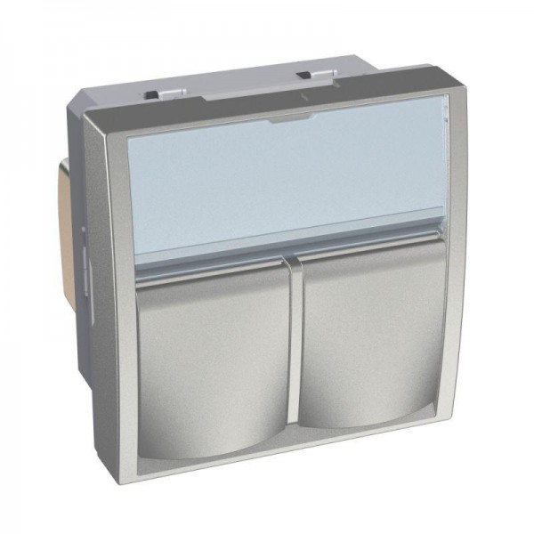  Розетка компьютерная СП S-one Altira RJ45 + RJ45 CAT.5E неэкранир. металлик SchE ALB46325N 