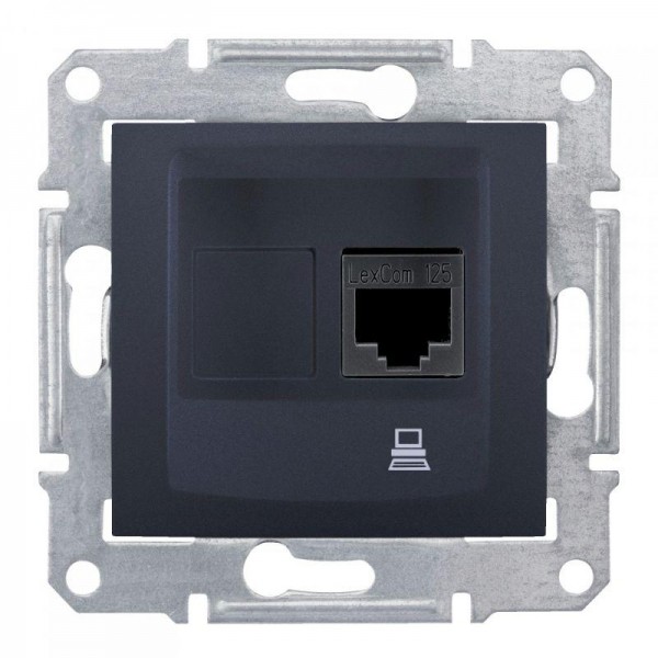  Розетка компьютерная 1-м СП Sedna RJ45 экранир. CAT.5E графит SchE SDN4500170 