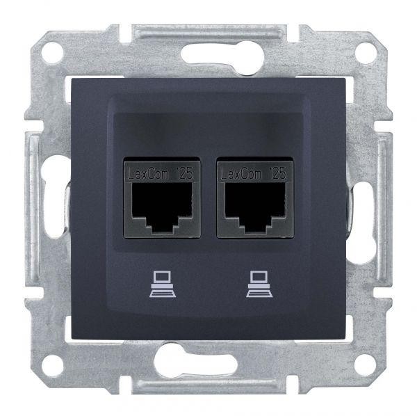  Розетка компьютерная 2-м СП Sedna RJ45 CAT.6 графит SchE SDN4800170 