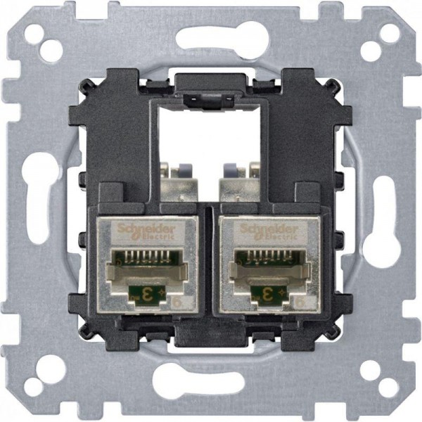  Механизм розетки комп. СП Merten Actassi RJ45 + RJ45 CAT.6A STP SchE MTN4576-0022 