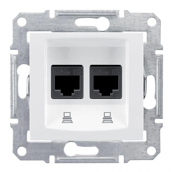  Розетка компьютерная СП Sedna 2мод. CAT.6 экран. STP бел. SchE SDN5000121 