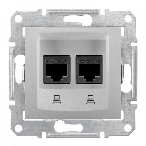  Розетка компьютерная СП Sedna 2мод. CAT.5E экр. STP приж. заж. алюм. SchE SDN4600160 
