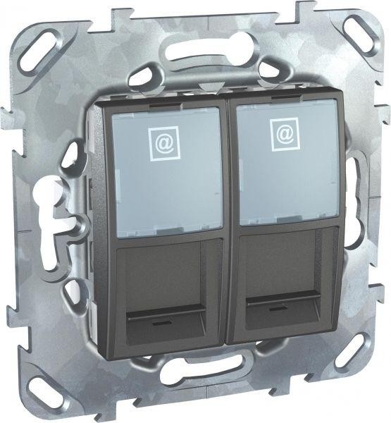  Розетка компьютерная СП Unica Top RJ45 + RJ45 CAT.5E с полем для надписи SchE MGU5.2020.12ZD 