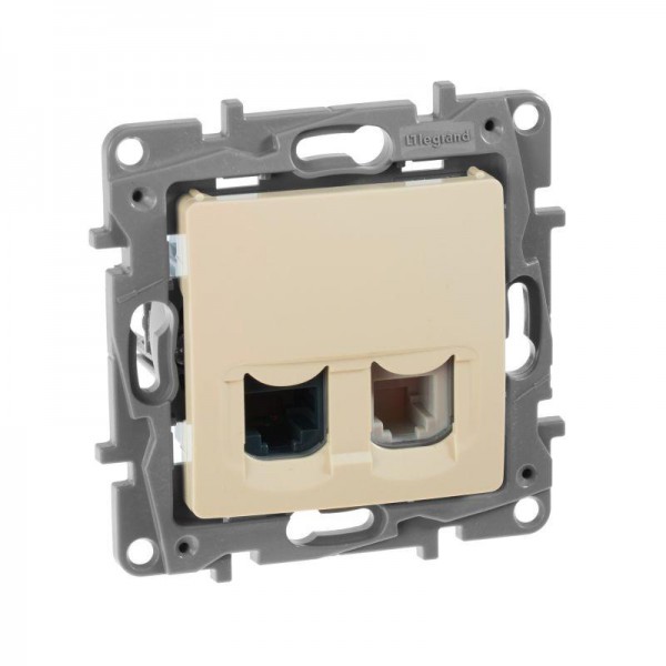  Механизм розетки комп. + телеф. 1-м СП Etika RJ11 + RJ45 CAT.5E UTP сл. кость Leg 672352 
