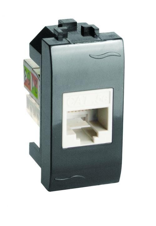  Розетка компьютерная СП Brava 1мод. RJ45 CAT.6 черн. DKC 77458N 