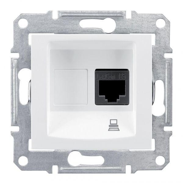  Механизм розетки комп. СП Sedna CAT.5E экр. STP с приж. заж. бел. SchE SDN4500121 