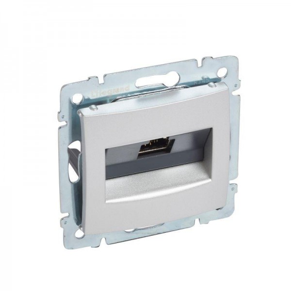  Механизм розетки комп. СП Valena RJ45 STP 10 GIGA 1 вых. алюм. Leg 770272 
