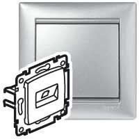  Механизм розетки информ. СП Valena RJ45 UTP CAT.6 2вых. алюм. на винтах Leg 770243 