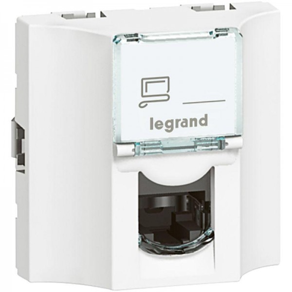  Механизм розетки проходной 2мод. СП Mosaic RJ45 кат. 6 UTP 8 контакт. бел. Leg 078622 
