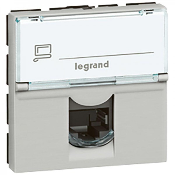  Механизм розетки комп. СП Mosaic 2мод. RJ45 STP CAT.6A алюм. Leg 079476 