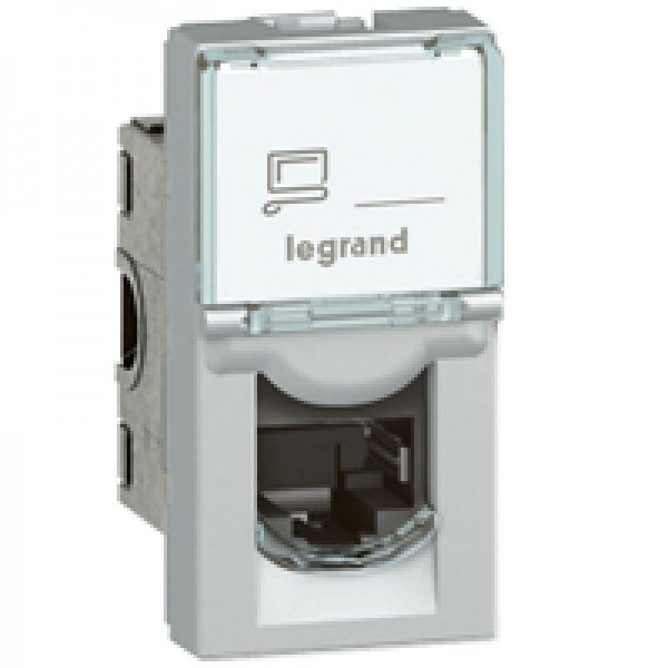  Механизм розетки комп. СП Mosaic 1мод. RJ45 UTP CAT.6A алюм. Leg 079471 