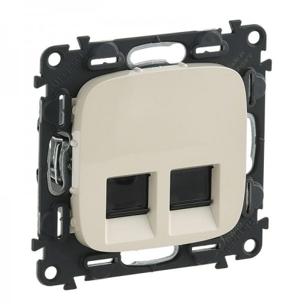  Механизм розетки комп. 2-м Valena Allure RJ45 CAT.6 UTP с лицевой панелью сл. кость Leg 753843 